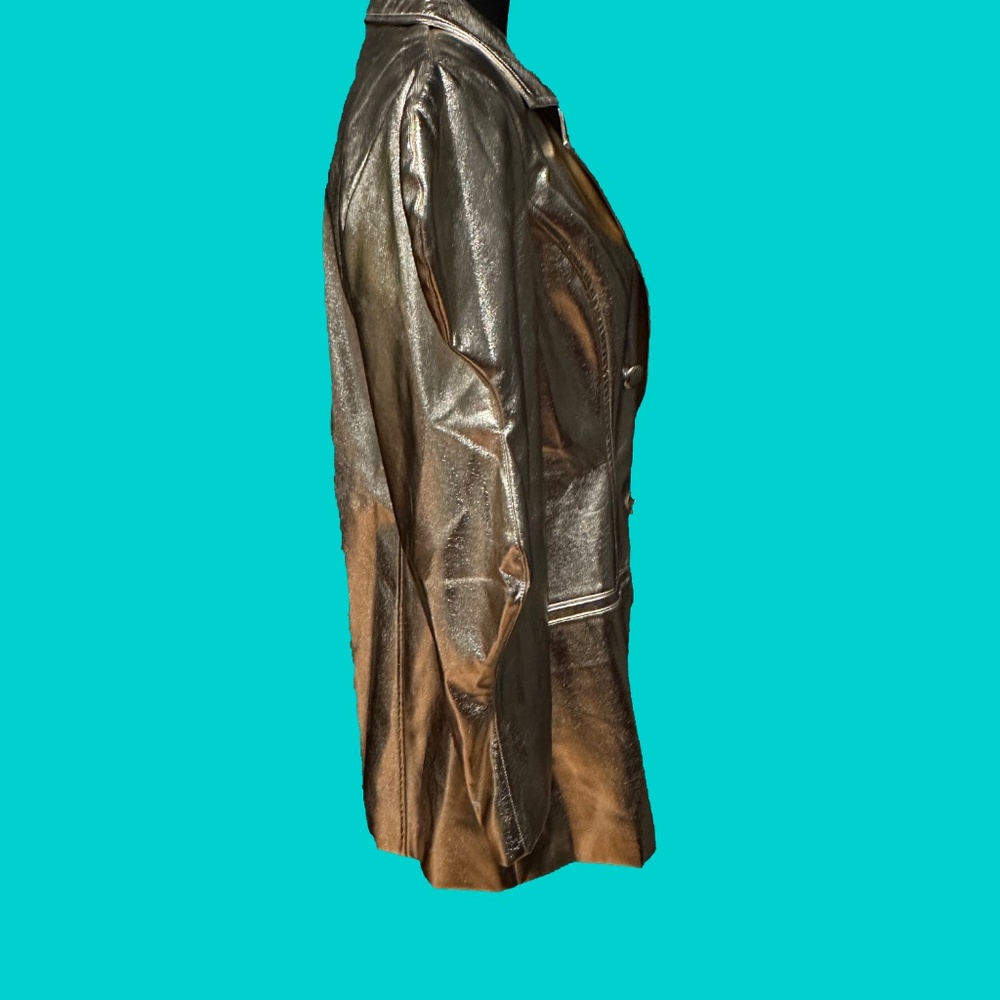 NWT Amylynn Soft Gold Metallic Coat Blazer Dress - Picture 5 of 9